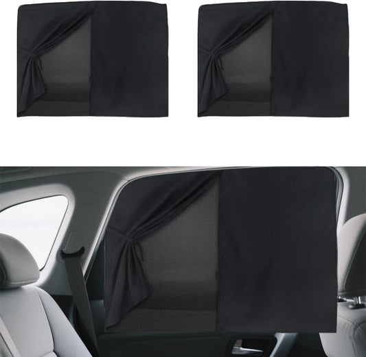 2PCS Car Window Shades, Magnetic Double Layer Window Screen for Baby Protection, UV Protection Privacy Blackout Shade Car Window Covers, Universal Auto Sun Shade Curtains Accessories