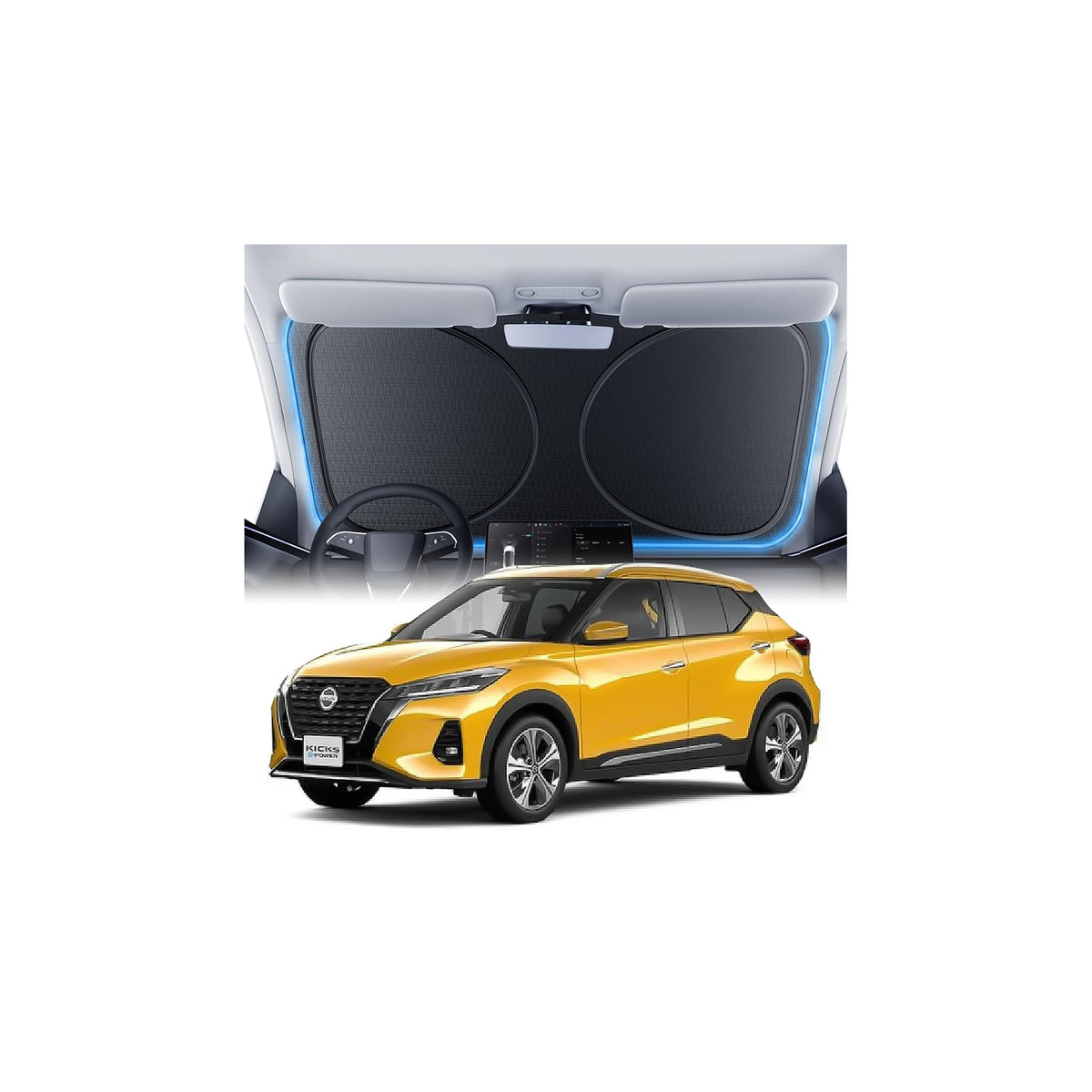 Windshield Sun Shade for Honda CR-V 2000-2026, 100% UV Block & Heat Insulation, Custom Fit Sunshade, Foldable Car Sunshade with Storage Bag, Summer Car Accessory