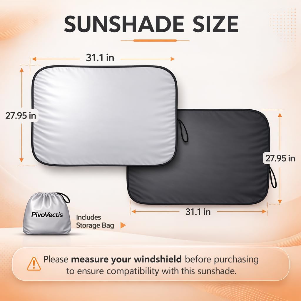 2 Piece Sun Shade for Car Windshield Foldable 280T Car Sunshade