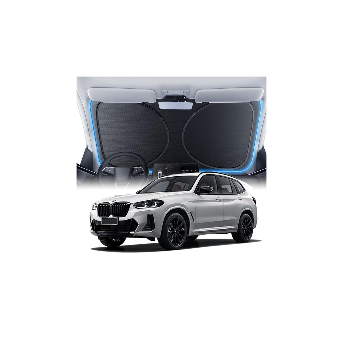 Windshield Sun Shade for Honda CR-V 2000-2026, 100% UV Block & Heat Insulation, Custom Fit Sunshade, Foldable Car Sunshade with Storage Bag, Summer Car Accessory