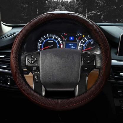 Valleycomfy Steering Wheel Covers Universal 15.75 inch - Genuine Leather