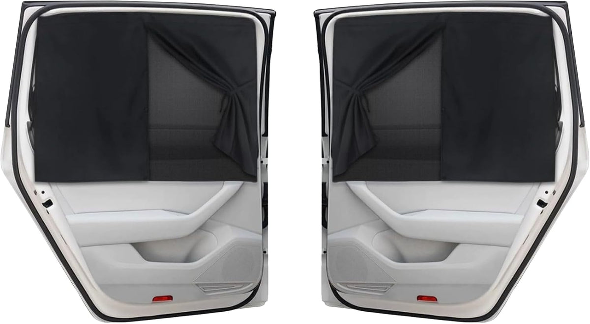 2PCS Car Window Shades, Magnetic Double Layer Window Screen for Baby Protection, UV Protection Privacy Blackout Shade Car Window Covers, Universal Auto Sun Shade Curtains Accessories