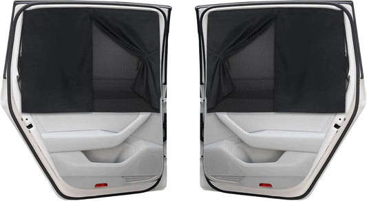 2PCS Car Window Shades, Magnetic Double Layer Window Screen for Baby Protection, UV Protection Privacy Blackout Shade Car Window Covers, Universal Auto Sun Shade Curtains Accessories