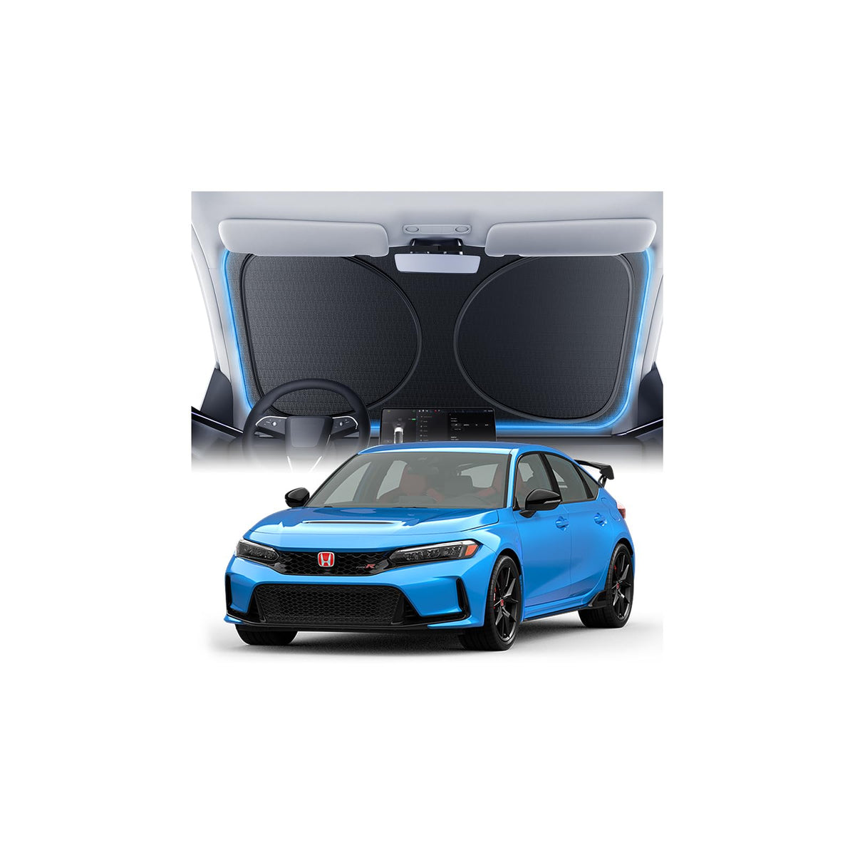 Windshield Sun Shade for Honda CR-V 2000-2026, 100% UV Block & Heat Insulation, Custom Fit Sunshade, Foldable Car Sunshade with Storage Bag, Summer Car Accessory