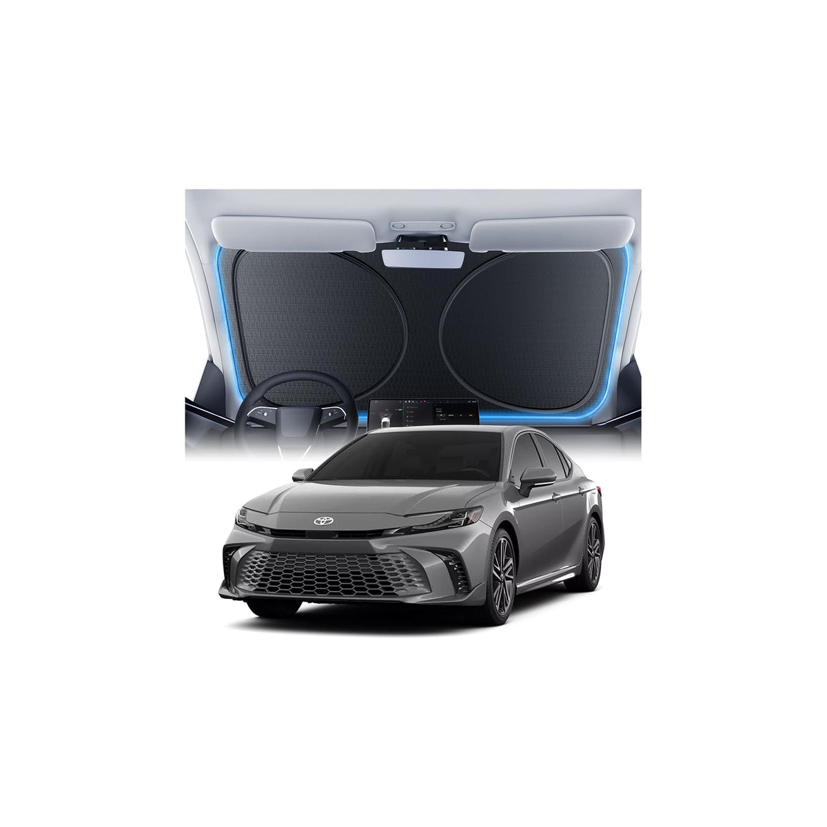 Windshield Sun Shade for Honda CR-V 2000-2026, 100% UV Block & Heat Insulation, Custom Fit Sunshade, Foldable Car Sunshade with Storage Bag, Summer Car Accessory