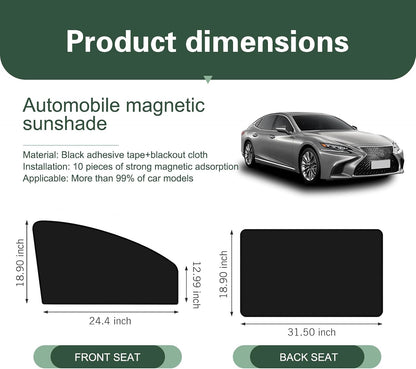 4PCS Car Side Window Sun Shades, Magnetic Foldable Car Front and Rear Side Window Sunshade, Auto Curtain Blackout Covers UV Protection Heat Insulation, Universal Interior Accessories for Cars