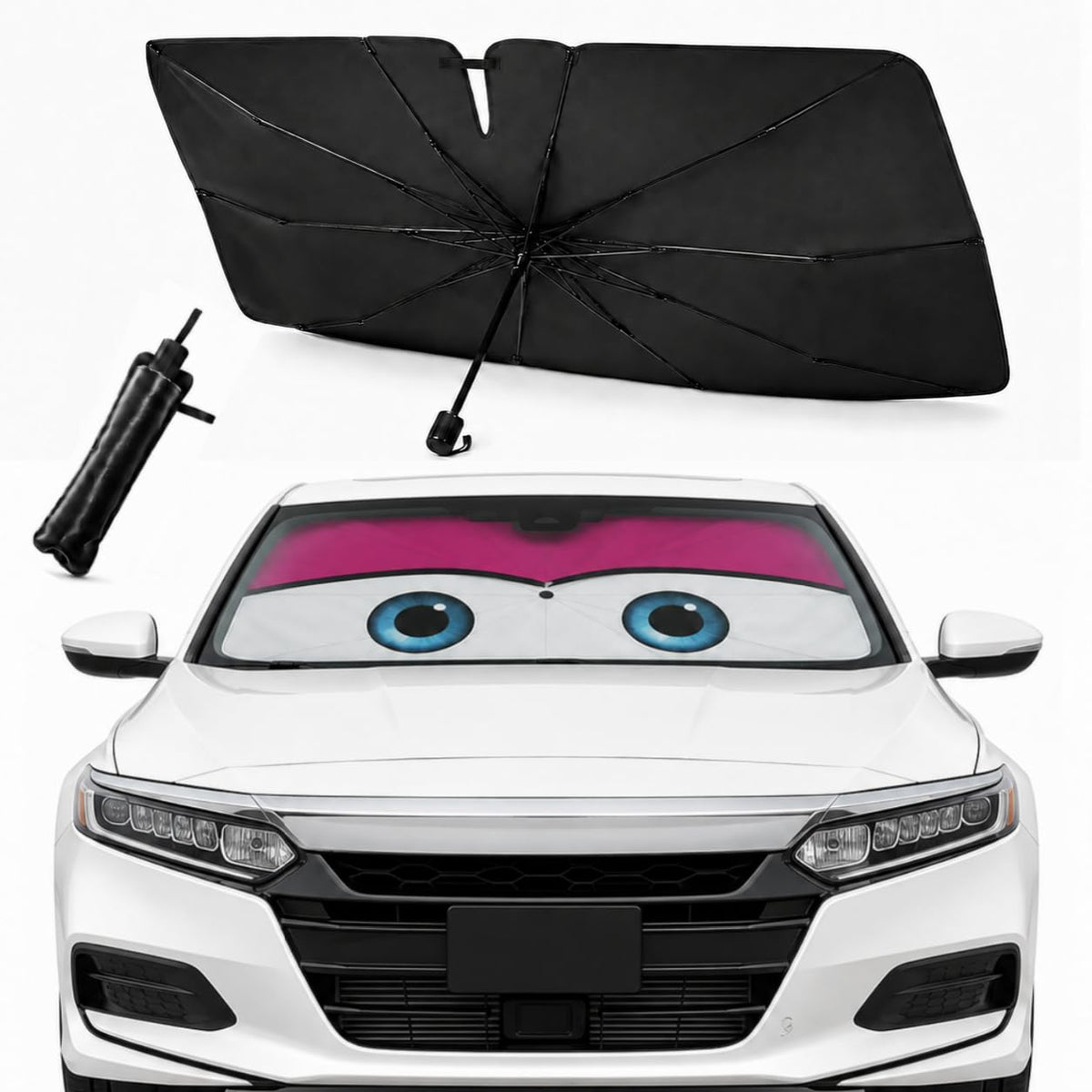 Car Windshield Sun Shade Umbrella, Univeral Fit Mid-Large Sedan & SUV