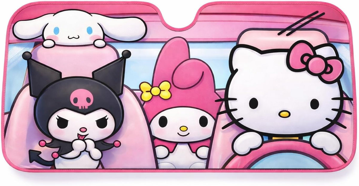 Hello Kitty Car Shade | Hello Kitty Sunshade Car | Carshade Auto Front Windshield Kawaii Kitty Sunshade | 58" X 27.5" | Fits Most Standard Windshields | Officially Licensed