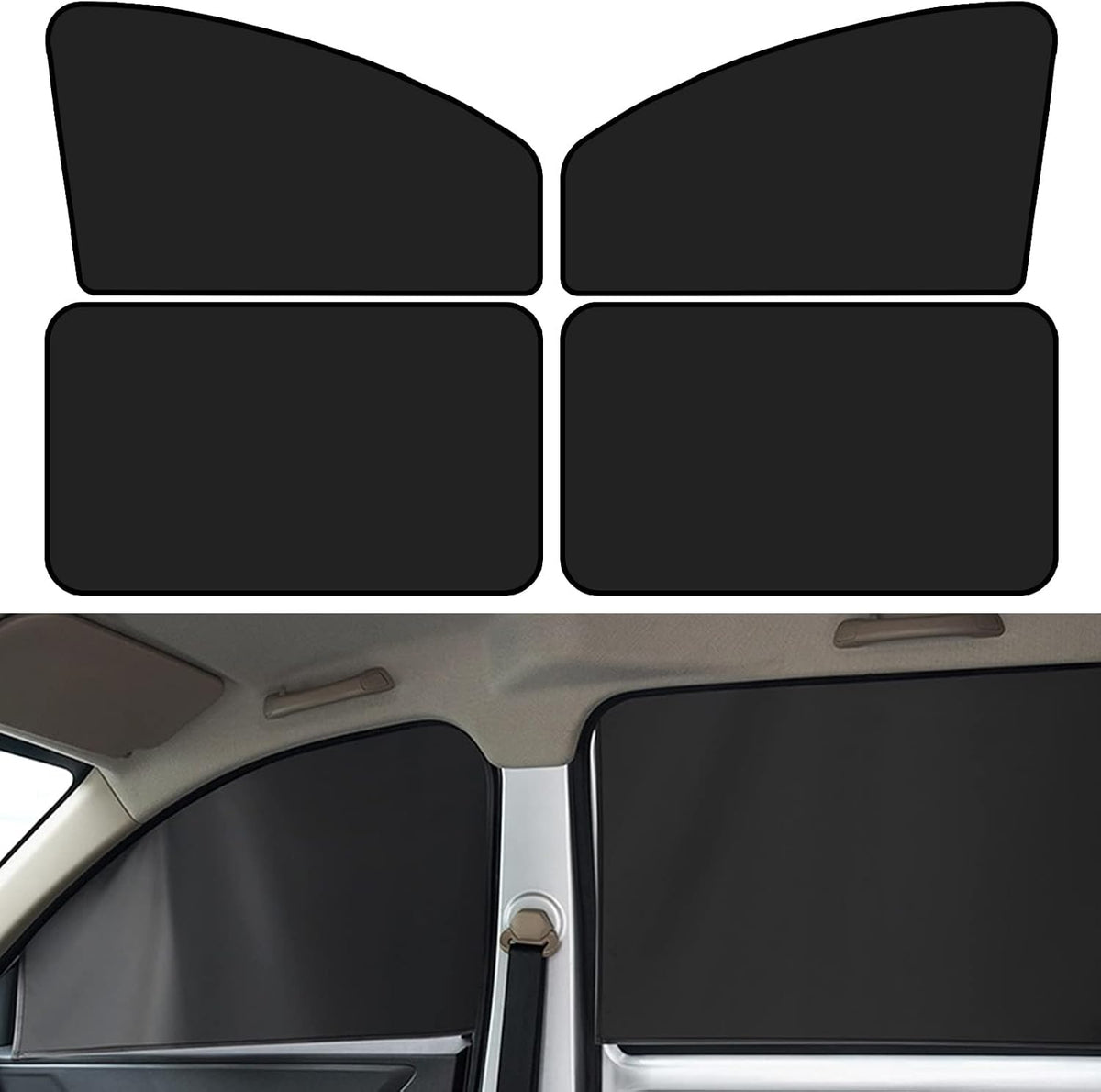 NTNEV Car Side Window Sun Shades, Shades with Magnets, Shade for Baby, Strong-Light Blocking & UV Protection Privacy Covers Auto Accessories (Double-sided Black)