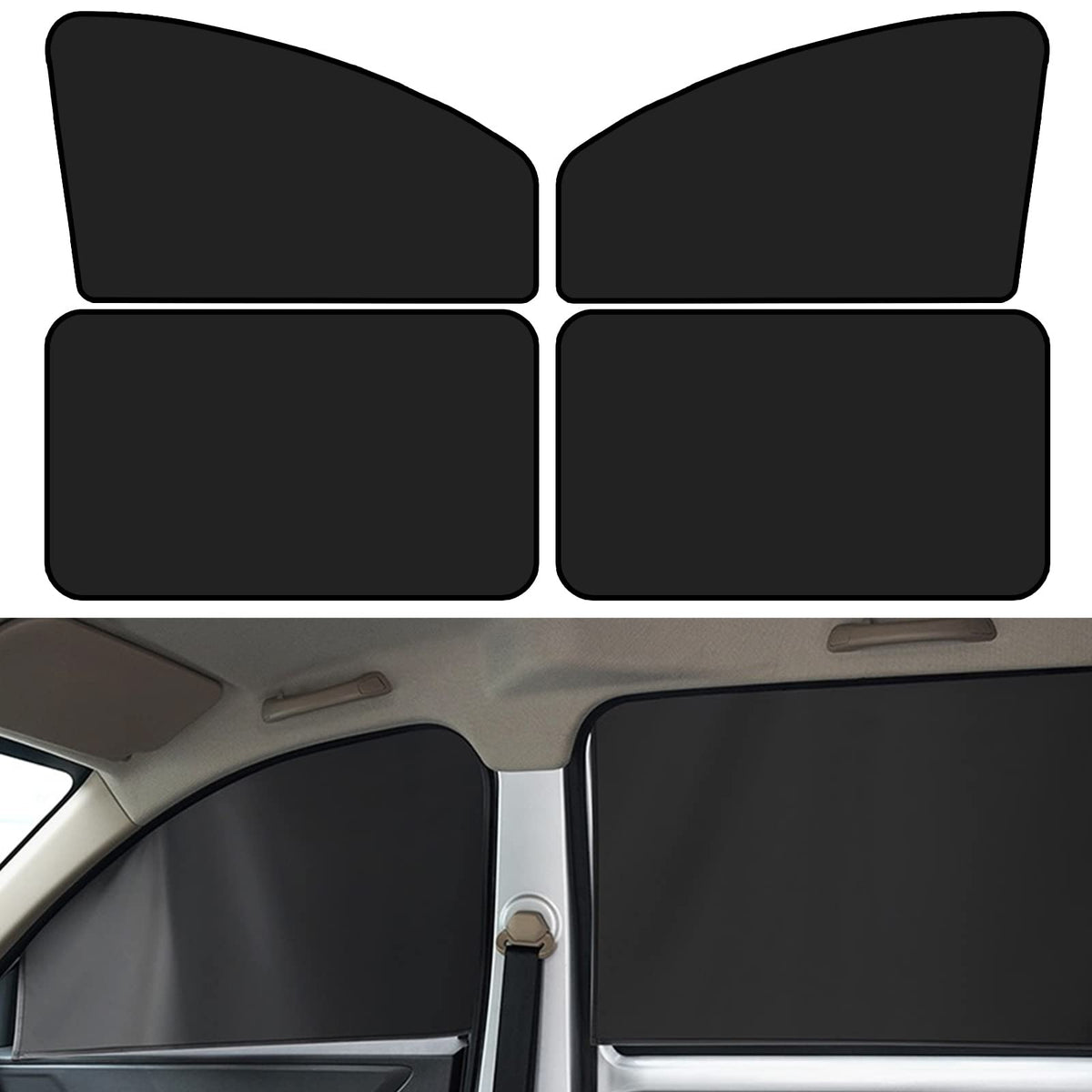 NTNEV Car Side Window Sun Shades, Shades with Magnets, Shade for Baby, Strong-Light Blocking & UV Protection Privacy Covers Auto Accessories (Double-sided Black)