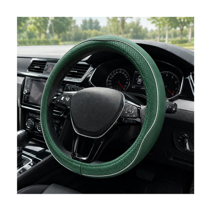 Car Steering Wheel Cover, 15 Inch Anti-Slip Breathable Leather Auto Steering Wheel Protector, Full Surround Soft Steering Wheel Cover for Men Women, Car Interior Accessories (Black & Purple)