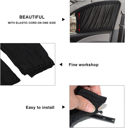 for car Magnetic Curtains 2 x 50s Car Sunshade,Sun Shade Window Curtain Adjustable Sunshade Drape Visor Valance Curtain(Black)