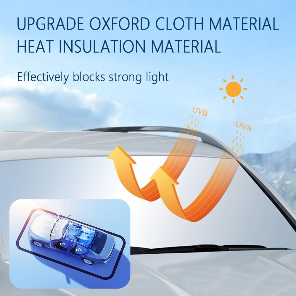 Car Windshield Sun Shade Compatible with Toyota RAV4 2019-2025,Oxford Cloth Sun Shade for Car Windshield with Foldable Design,Windshields Cover Suns Shades for Blocking Heat with Storage Bag
