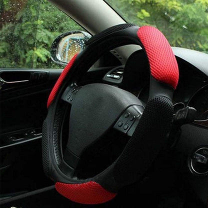 Steering Wheel Cover -Odorless, Cooler Hands in Summer, Warmer Hands in Winter (Black)