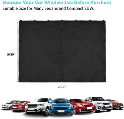 Car Window Shades, 2 Pack Magnetic Double Layer Car Shades for Back Windows Baby, Adjustable Privacy Full Covers/Half Shade Options Rear Window Curtains for Baby Kids UV Protection