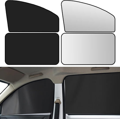 NTNEV Car Side Window Sun Shades, Shades with Magnets, Shade for Baby, Strong-Light Blocking & UV Protection Privacy Auto Accessories (One Black, One Silver)