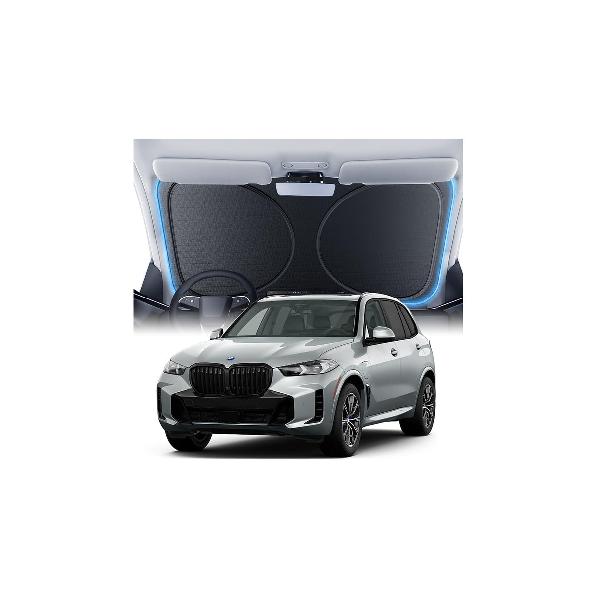 Windshield Sun Shade for Honda CR-V 2000-2026, 100% UV Block & Heat Insulation, Custom Fit Sunshade, Foldable Car Sunshade with Storage Bag, Summer Car Accessory