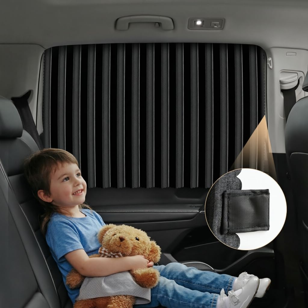 Magnetic Car Side Window Sun Shades for Breastfeeding, Taking a nap, Camping (Back Seat 4pcs)