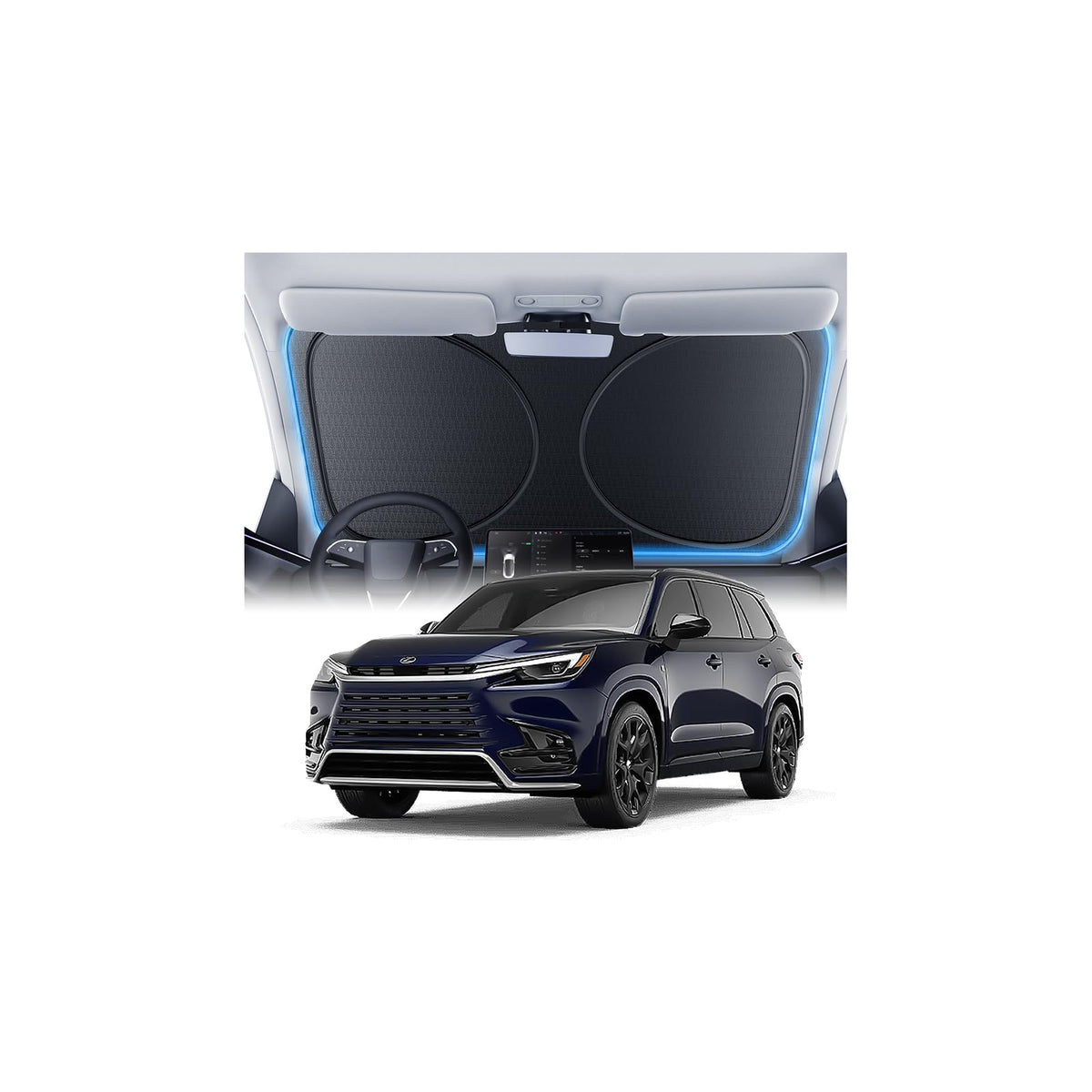Windshield Sun Shade for Honda CR-V 2000-2026, 100% UV Block & Heat Insulation, Custom Fit Sunshade, Foldable Car Sunshade with Storage Bag, Summer Car Accessory