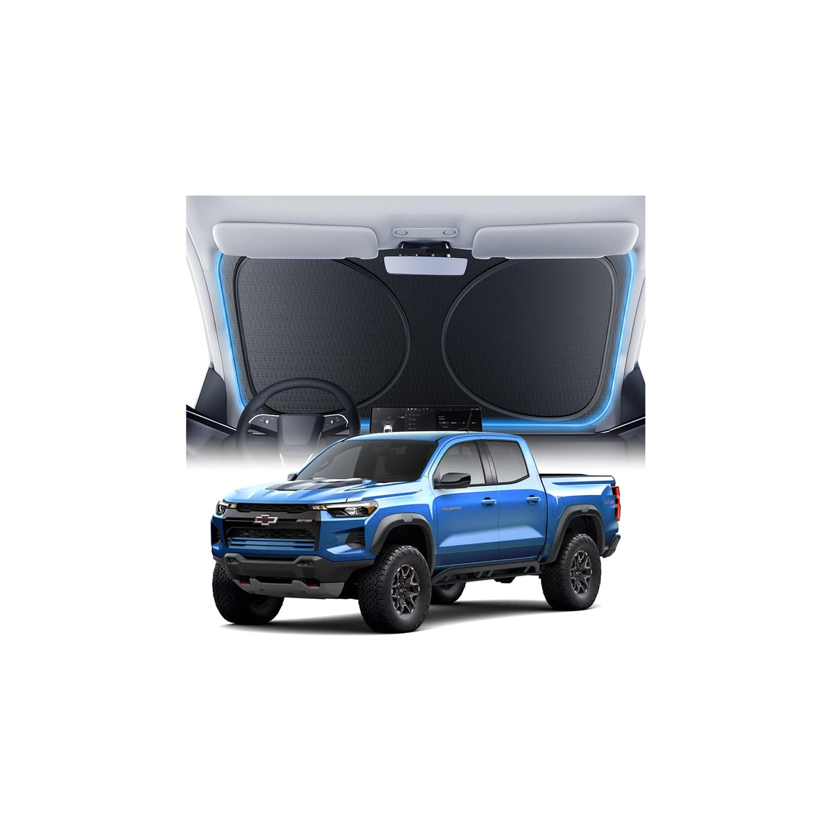 Windshield Sun Shade for Honda CR-V 2000-2026, 100% UV Block & Heat Insulation, Custom Fit Sunshade, Foldable Car Sunshade with Storage Bag, Summer Car Accessory
