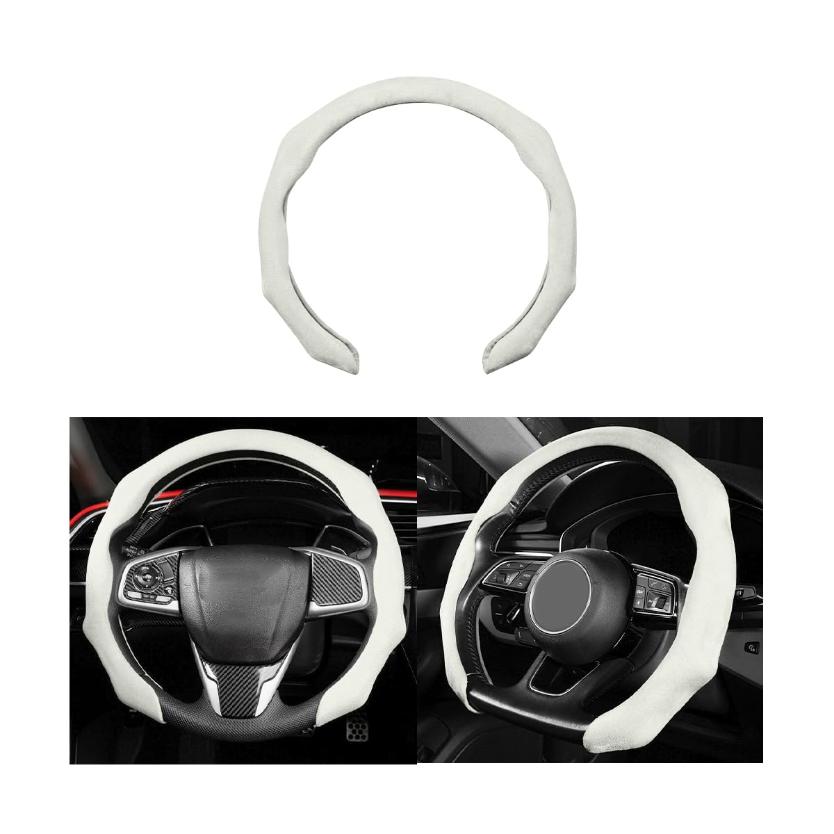 Mandark 15 Inch Car Steering Wheel Cover, Non-Slip, Black