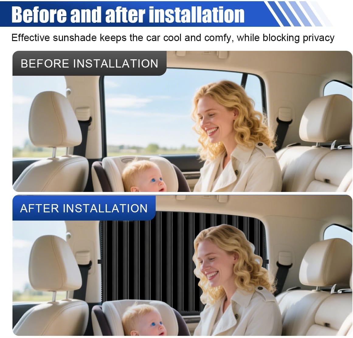 2PCS Car Side Window Sun Shades, Magnetic Car Window Curtains, Black