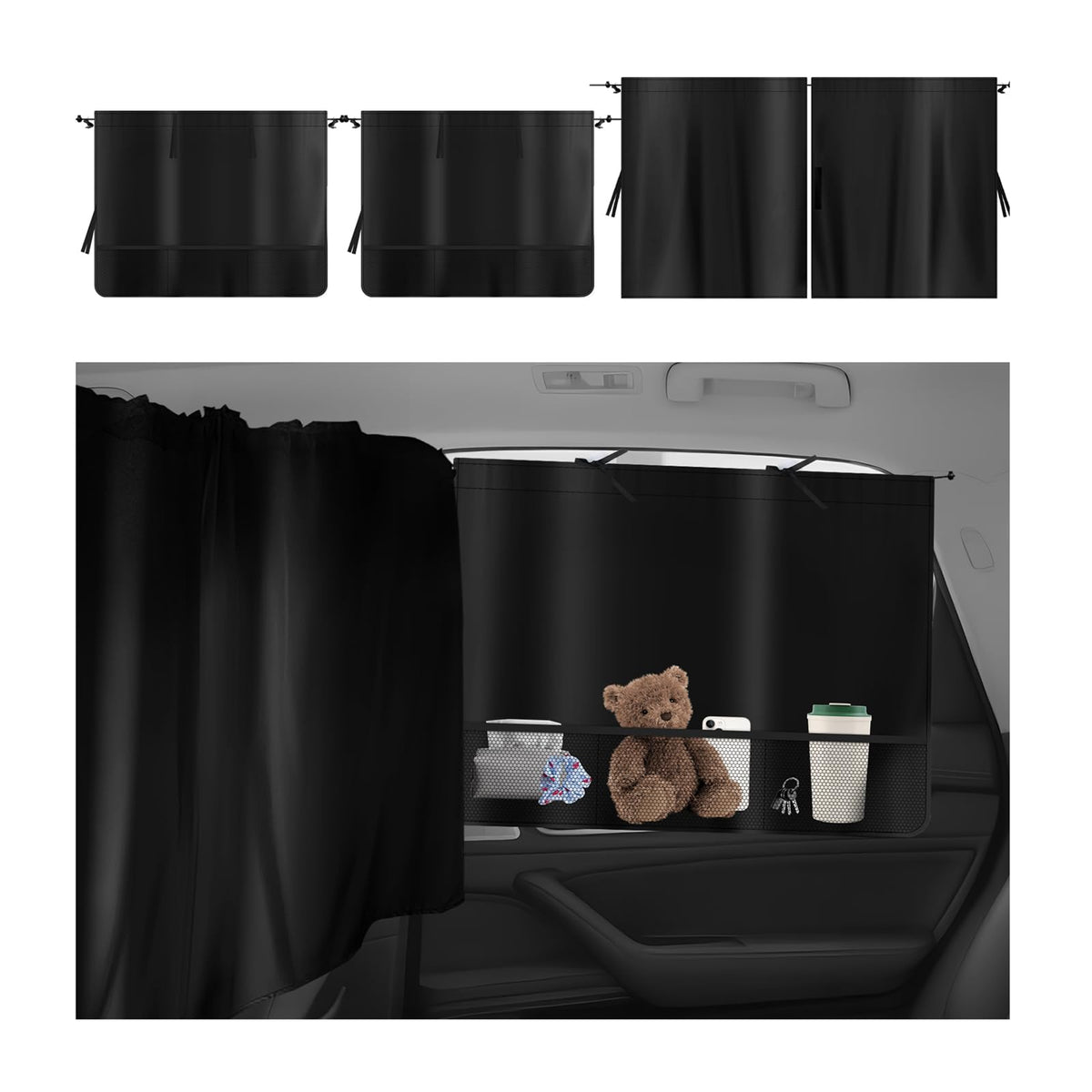 4PCS Car Window Shades Kit with Tailgate Shade,Thickened Vinyl Coated Car Window Covers for Privacy and Maintaining Cool Auto Interior Temperature,Universal Cars Curtains for Windows