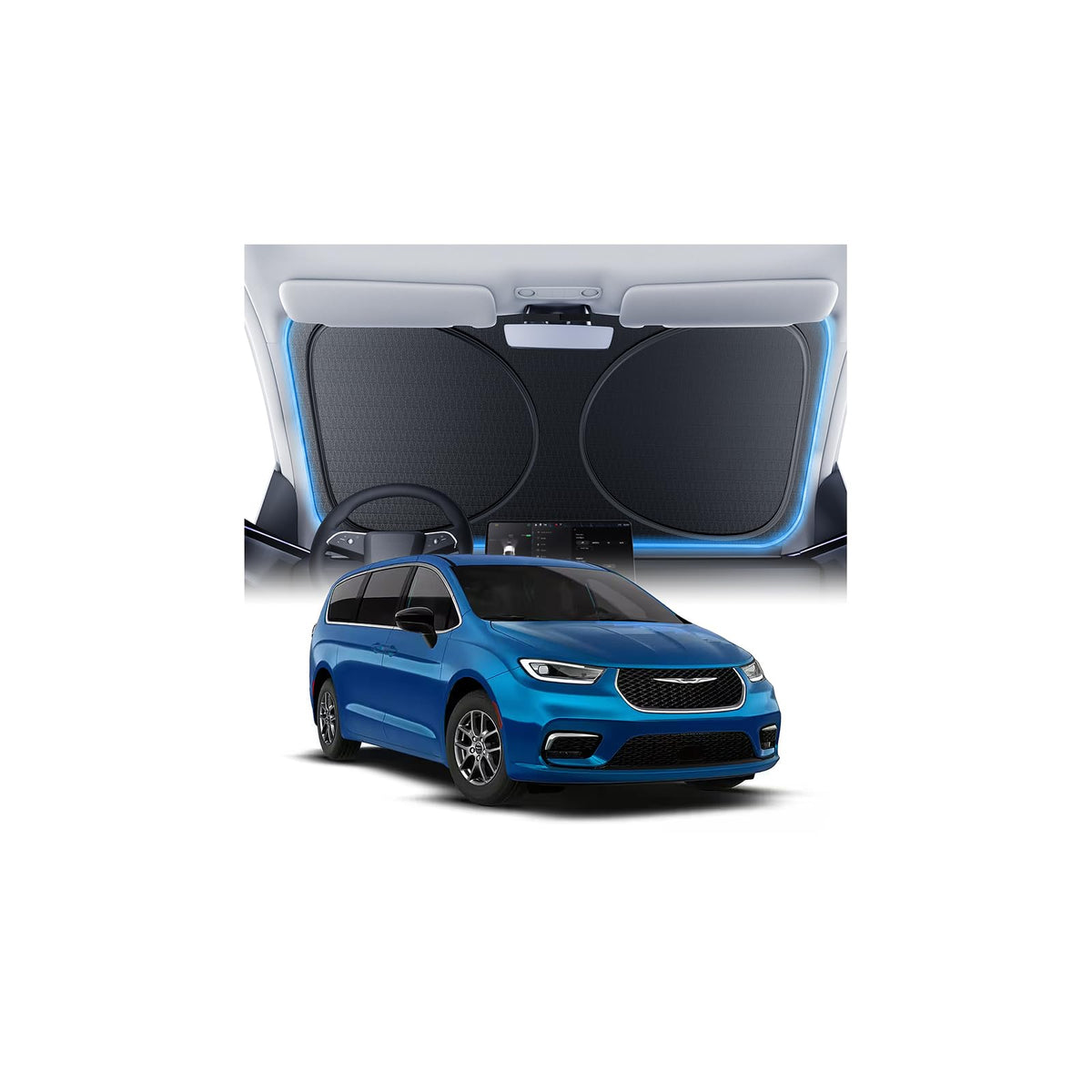 Windshield Sun Shade for Honda CR-V 2000-2026, 100% UV Block & Heat Insulation, Custom Fit Sunshade, Foldable Car Sunshade with Storage Bag, Summer Car Accessory