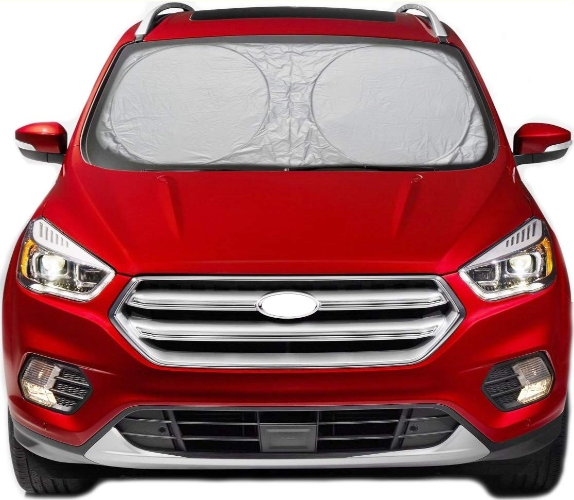 Car Windshield Sun Shade with Storage Pouch by A1 Sunshade Retractable Automotive Car Truck SUV Front Window Shield Blocker Screen Visor Protector Cover for Auto Interior Accessories for Heat Medium