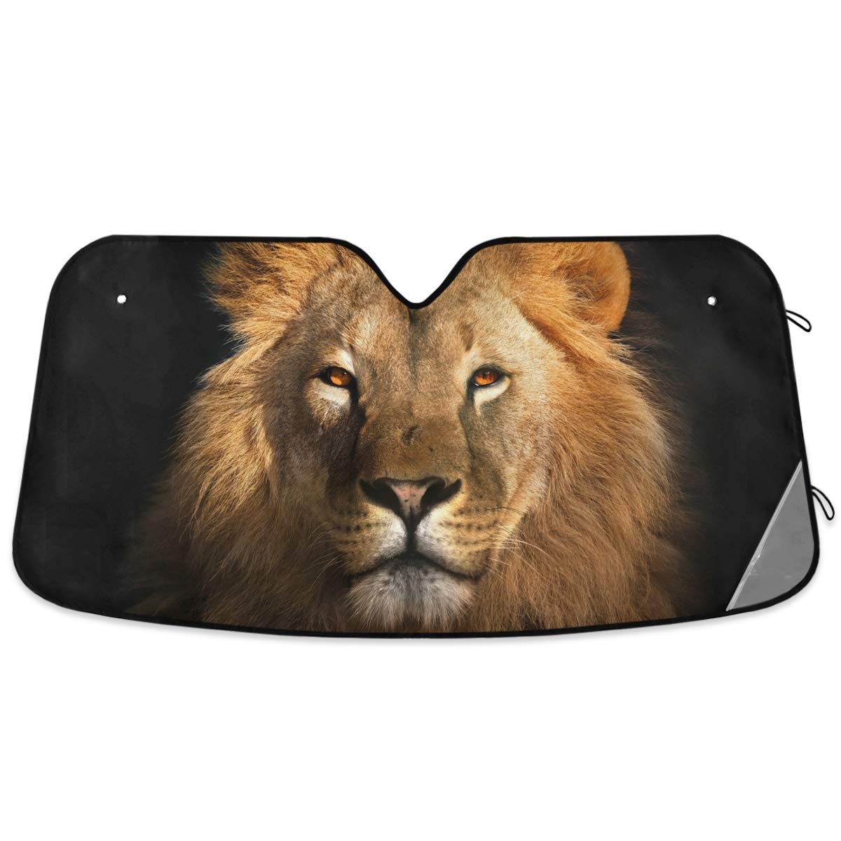 Black Leopard Car Windshield Sun Shade African Animal Skin Print Foldable UV Ray Sun Visor Protector Sunshade to Keep Your Vehicle Cool (51" x 27")