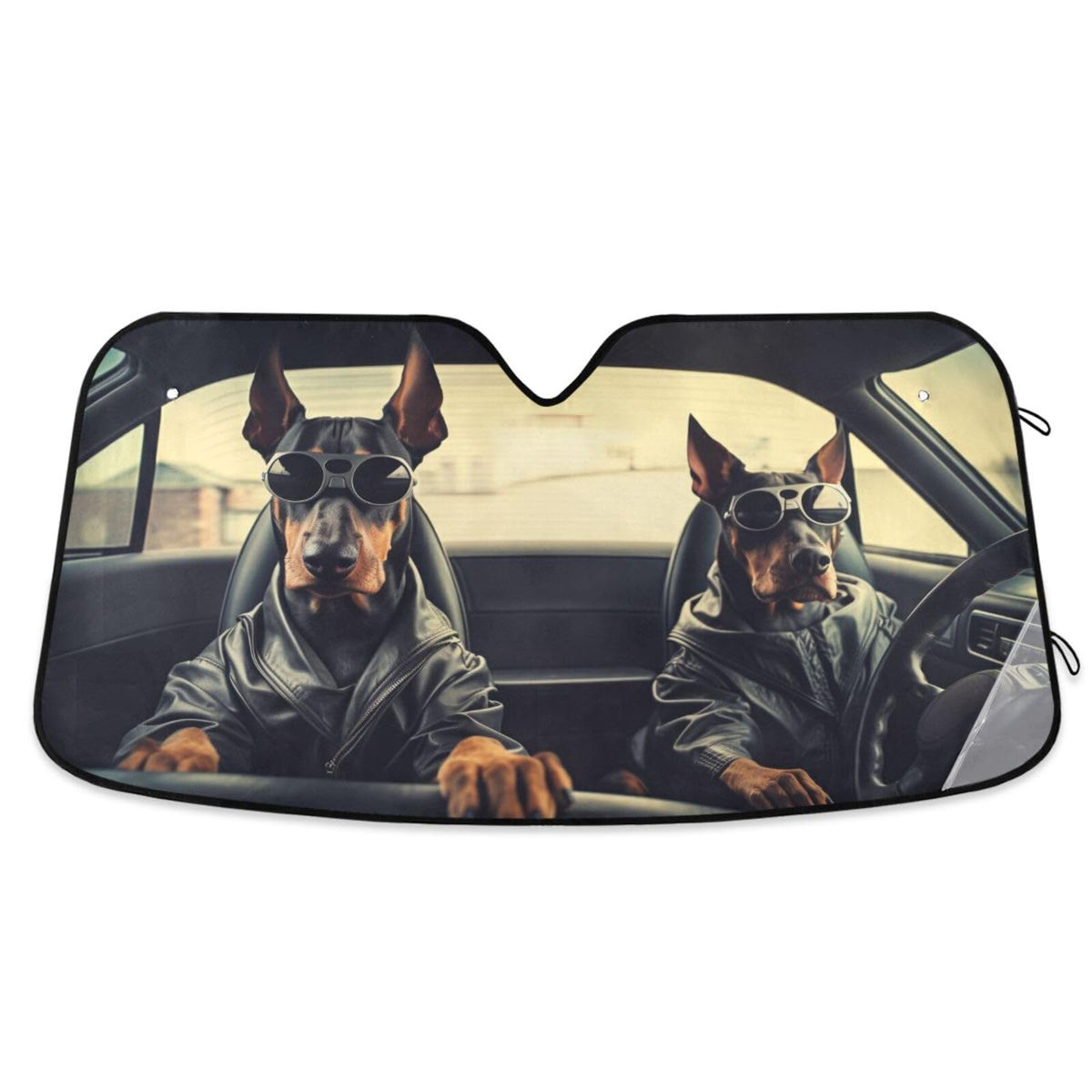 Black Leopard Car Windshield Sun Shade African Animal Skin Print Foldable UV Ray Sun Visor Protector Sunshade to Keep Your Vehicle Cool (51" x 27")