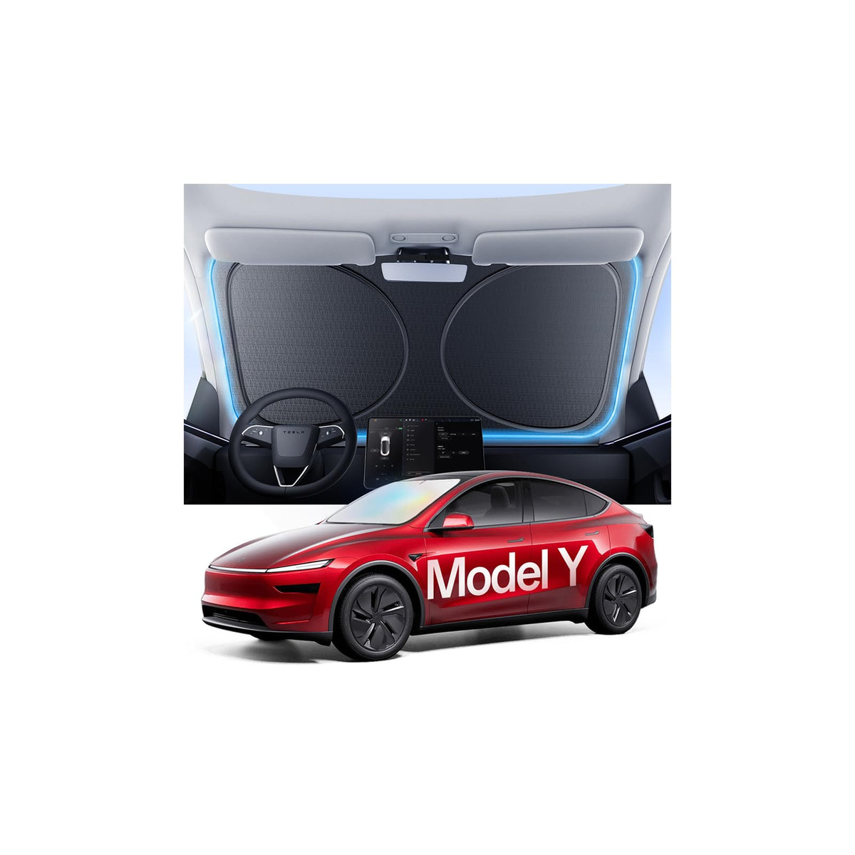 Windshield Sun Shade for Honda CR-V 2000-2026, 100% UV Block & Heat Insulation, Custom Fit Sunshade, Foldable Car Sunshade with Storage Bag, Summer Car Accessory