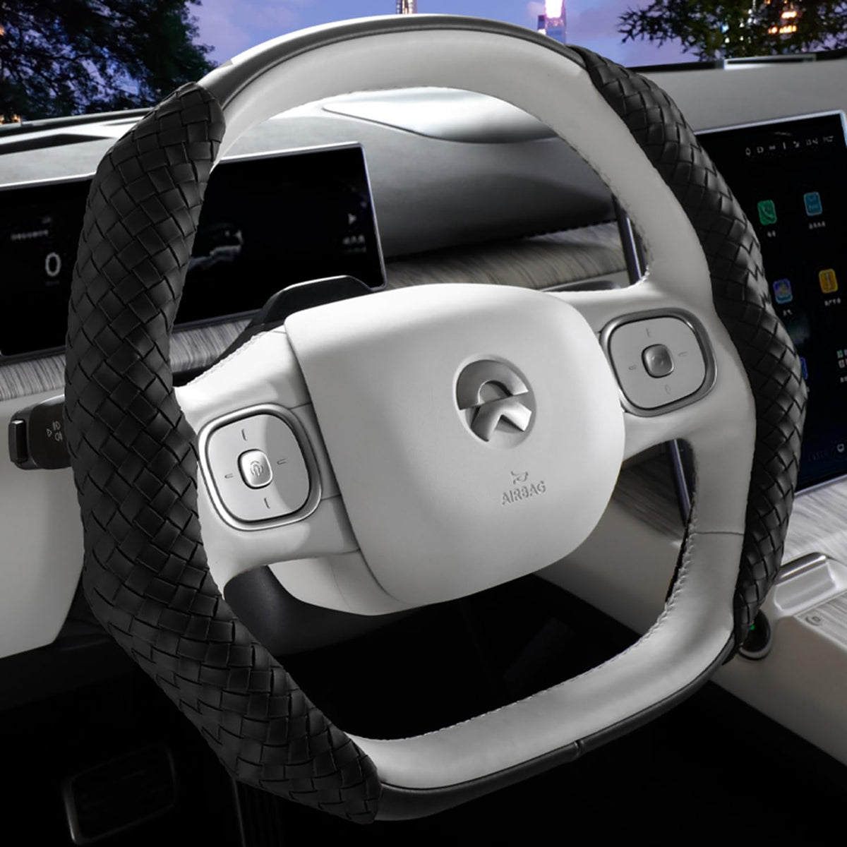 Quick Install Sporty Black Perforated Nappa Leather Steering Wheel Cover for All 14½ to 15 inches Car Sedan Coupe SUV Pickup 14.5 to 15