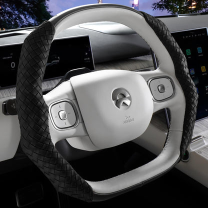 Quick Install Sporty Black Perforated Nappa Leather Steering Wheel Cover for All 14½ to 15 inches Car Sedan Coupe SUV Pickup 14.5 to 15