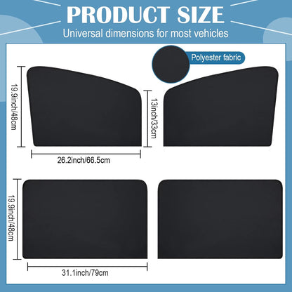 Tallew 4 Pieces Privacy Car Window Sun Shades Magnetic Blackout Car Window Covers Car Curtains Car Window Sun Shades Covers Automotive Window Sunshades for Sleeping Family Baby Kids