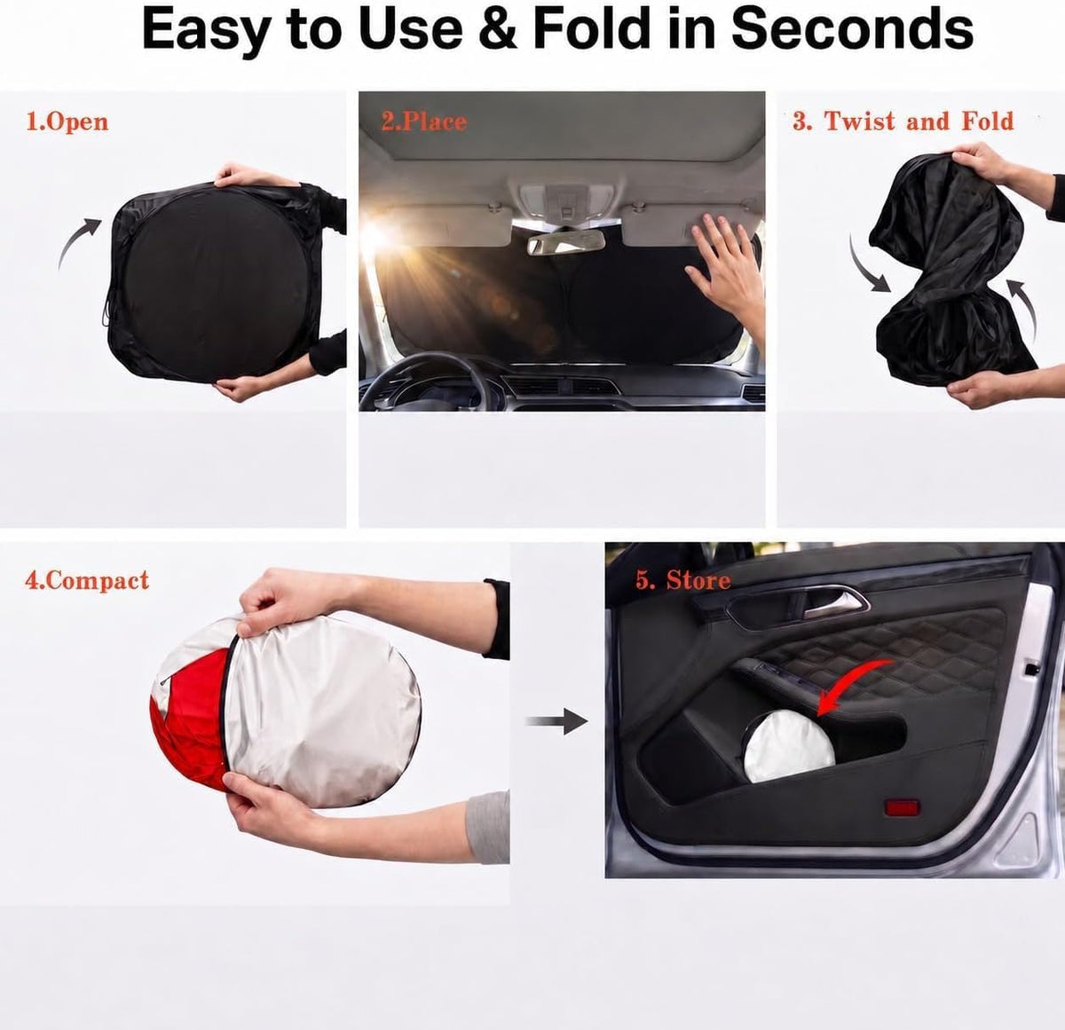 Car Windshield Sun Shade, Universal Fit Midsized Sedan SUV, Cute Pink