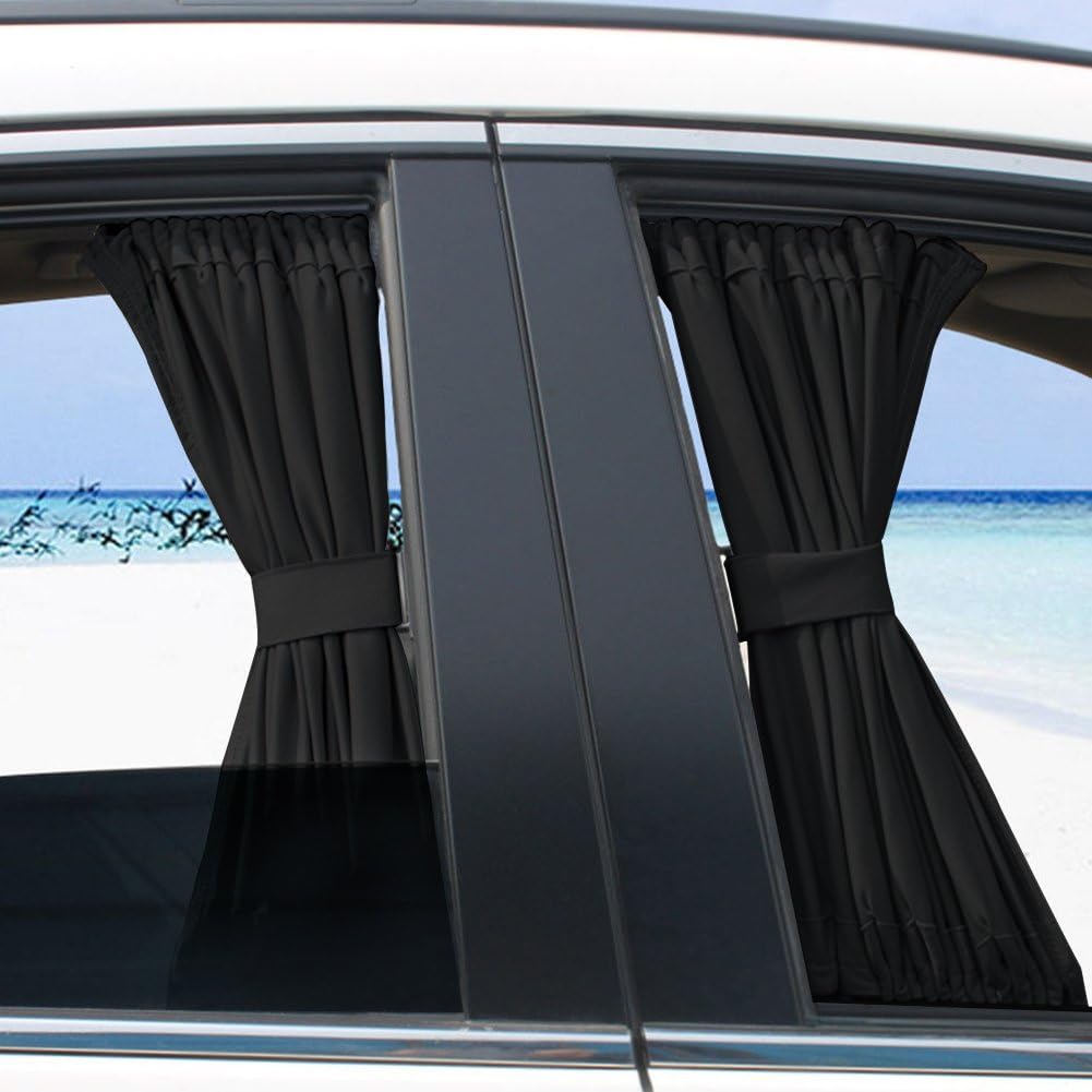 for car Magnetic Curtains 2 x 50s Car Sunshade,Sun Shade Window Curtain Adjustable Sunshade Drape Visor Valance Curtain(Black)