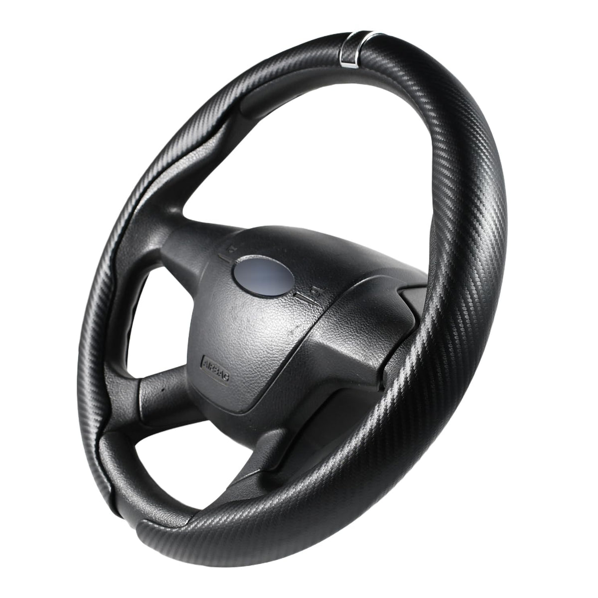Quick Install Sporty Black Perforated Nappa Leather Steering Wheel Cover for All 14½ to 15 inches Car Sedan Coupe SUV Pickup 14.5 to 15