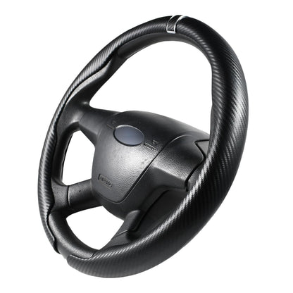 Quick Install Sporty Black Perforated Nappa Leather Steering Wheel Cover for All 14½ to 15 inches Car Sedan Coupe SUV Pickup 14.5 to 15