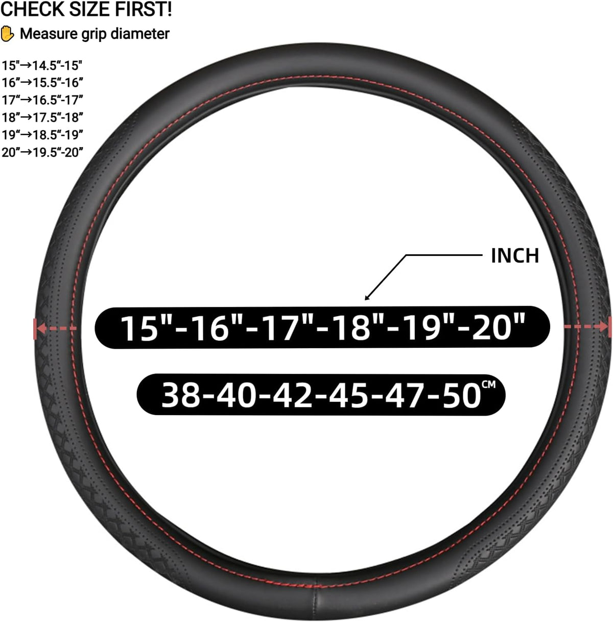 18 Inch Steering Wheel Cover for Semi Trucks - Premium Soft-Touch Faux Leather with No-Slip Grip, Fits Big Rig, RV & 18 Wheeler (Black, 18 inch)