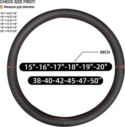 18 Inch Steering Wheel Cover for Semi Trucks - Premium Soft-Touch Faux Leather with No-Slip Grip, Fits Big Rig, RV & 18 Wheeler (Black, 18 inch)