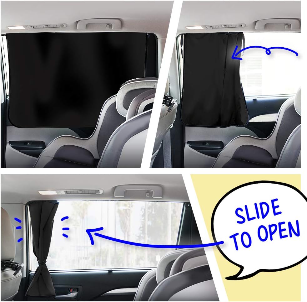 Car Side Window Sun Shade - Universal Reversible Magnetic Curtain for Baby and Kids with Sun Protection Block Damage from Direct Bright Sunlight, and Heat - 1 Piece of Solid Black