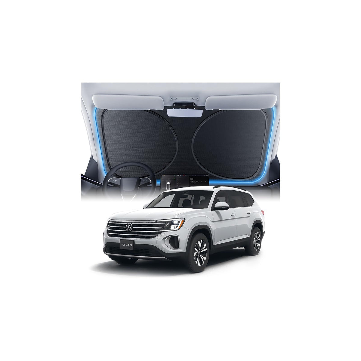 Windshield Sun Shade for Honda CR-V 2000-2026, 100% UV Block & Heat Insulation, Custom Fit Sunshade, Foldable Car Sunshade with Storage Bag, Summer Car Accessory