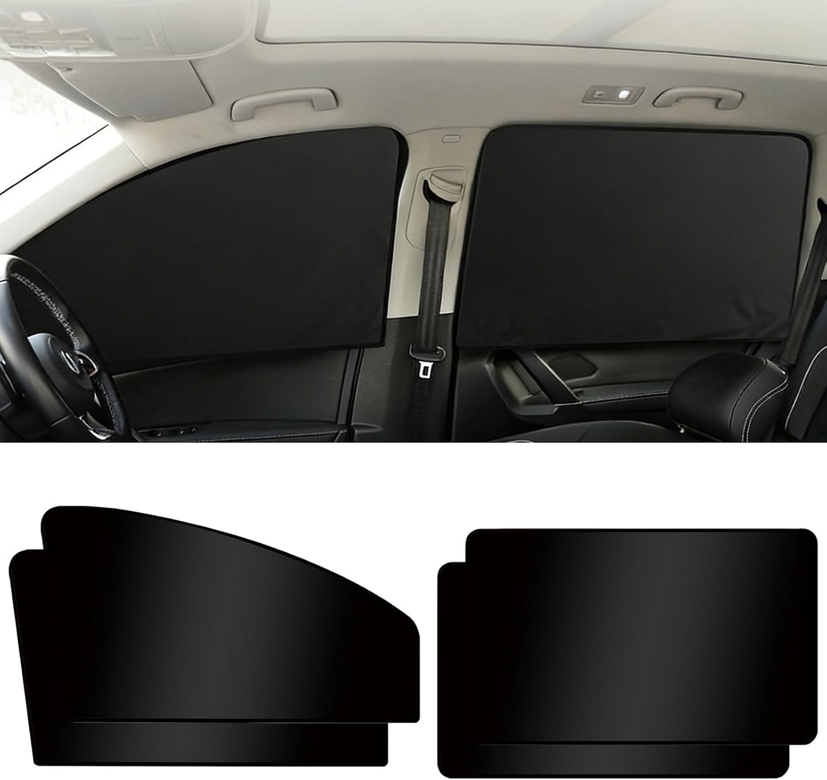 Car Window Shades 4 Pack,99% Blackout Car Privacy Curtains for Side Windows,Magnetic Sun Shade Covers Keep Vehicle Cooler for Breastfeeding,Napping,Camping - Easy Install for Most SUV,Sedan,Truck