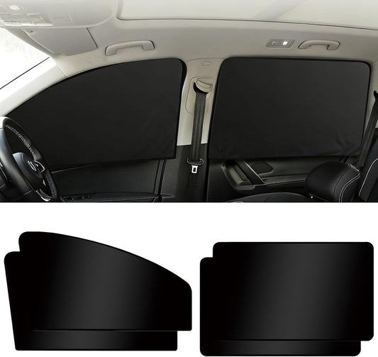Car Window Shades 4 Pack,99% Blackout Car Privacy Curtains for Side Windows,Magnetic Sun Shade Covers Keep Vehicle Cooler for Breastfeeding,Napping,Camping - Easy Install for Most SUV,Sedan,Truck