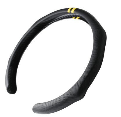 Quick Install Sporty Black Perforated Nappa Leather Steering Wheel Cover for All 14½ to 15 inches Car Sedan Coupe SUV Pickup 14.5 to 15