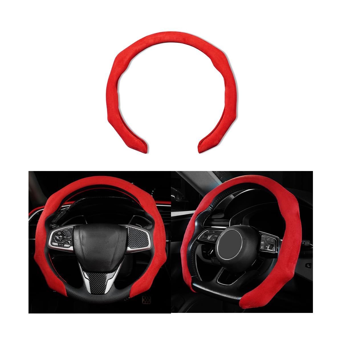 Mandark 15 Inch Car Steering Wheel Cover, Non-Slip, Black