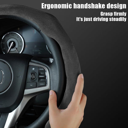 Mandark 15 Inch Car Steering Wheel Cover, Non-Slip, Black