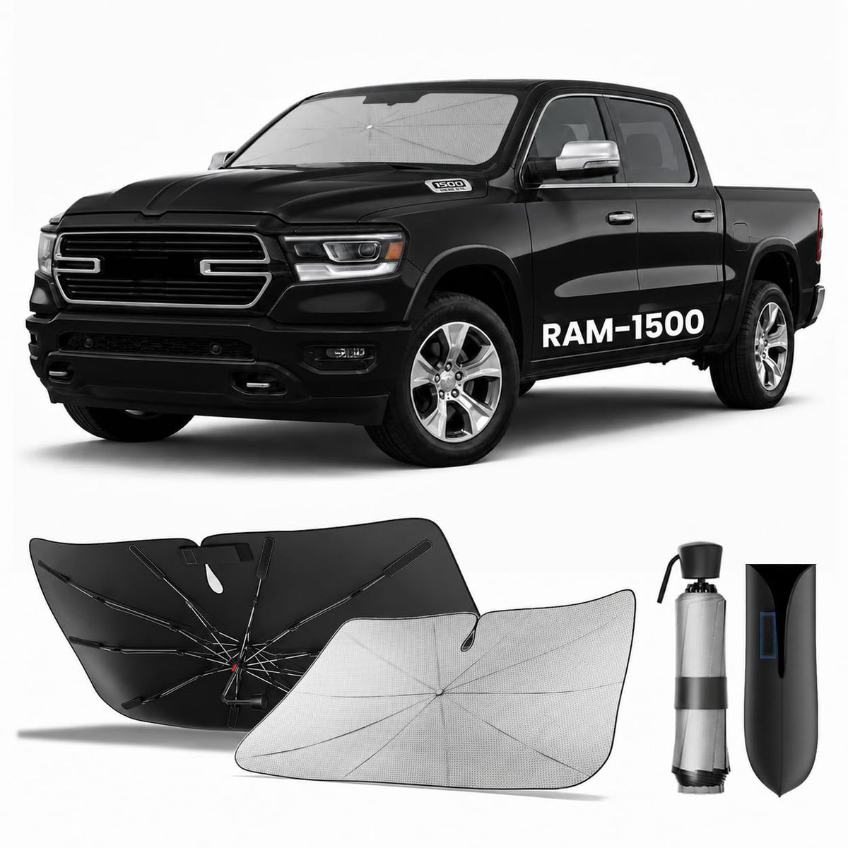 for Chevrolet Tahoe & Traverse 2010-2026 | Zanch Windshield Sun Shade Umbrella [99% UV Protection, Up to 75℉ Cooler] Snug Fit, Scratch-Free, Built to Last, Foldable Front Sunshade Umbrella