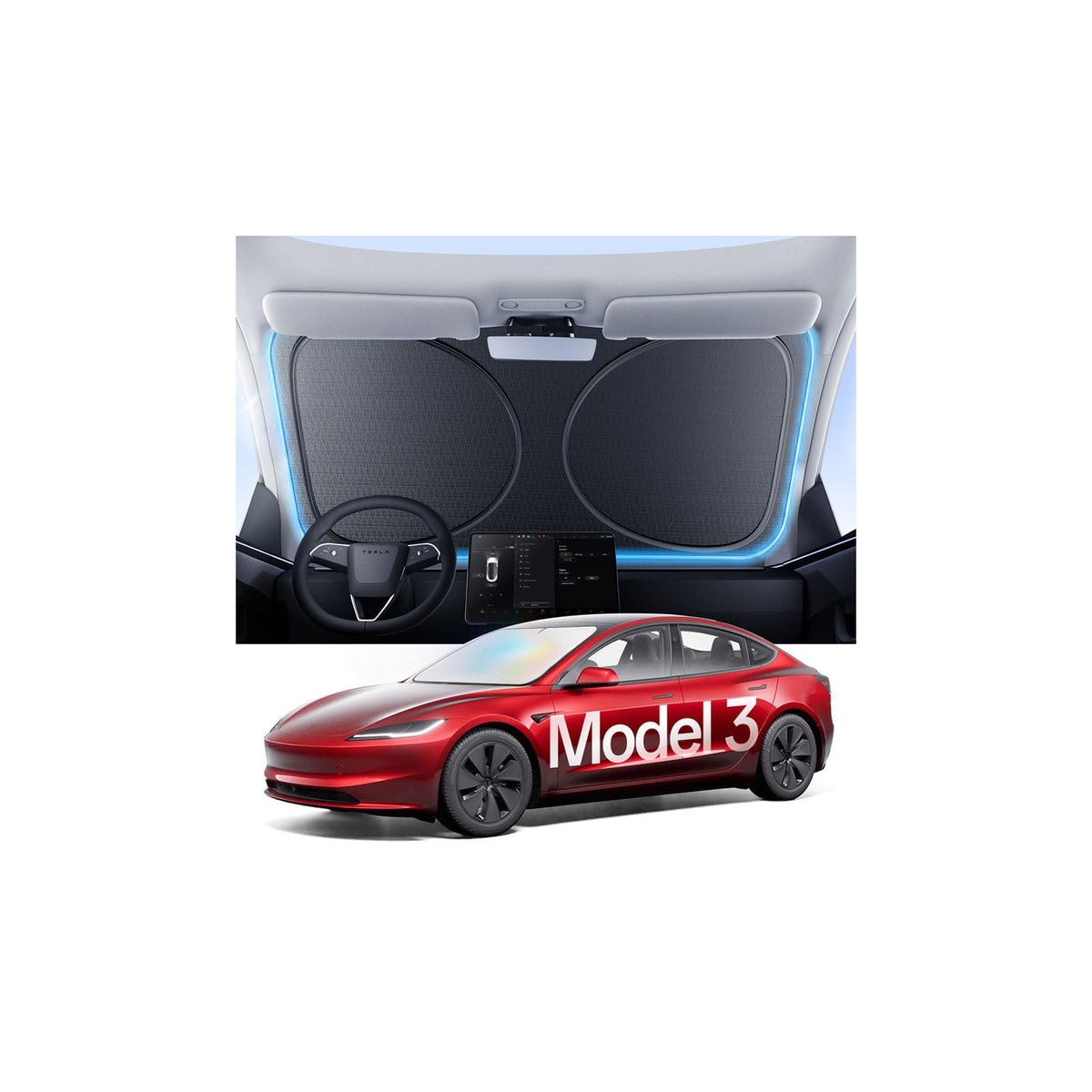 Windshield Sun Shade for Honda CR-V 2000-2026, 100% UV Block & Heat Insulation, Custom Fit Sunshade, Foldable Car Sunshade with Storage Bag, Summer Car Accessory